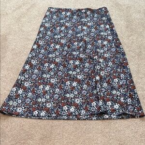 LOFT small petite satin midi floral skirt